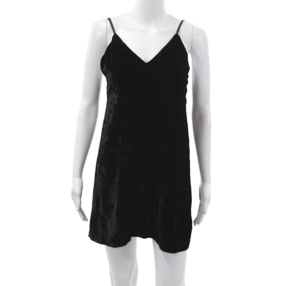 Alice + Olivia Womens Black Slip Dress V-Neck Sleeveless Zip Size S